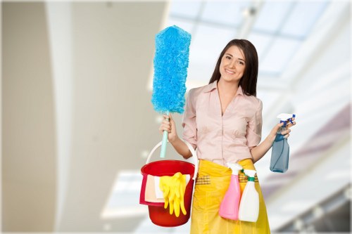 Carpet cleaning team managing service responsibilities and safety on site